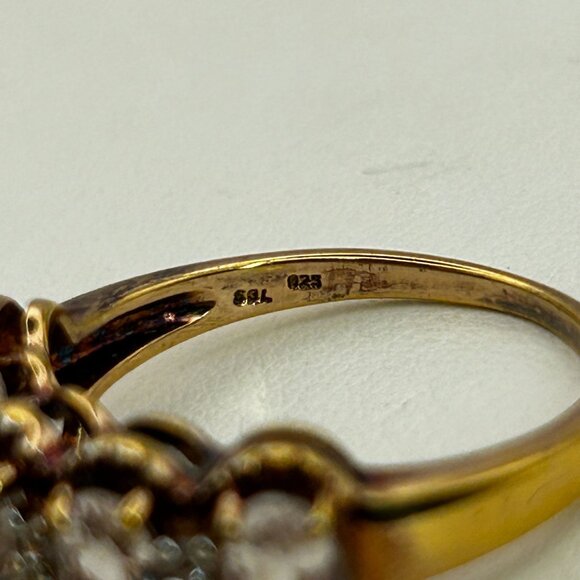 White Topaz and Rose Gold Vermeil Ring Antique Finish SBL 925 India SIZE 9 - Picture 6 of 7